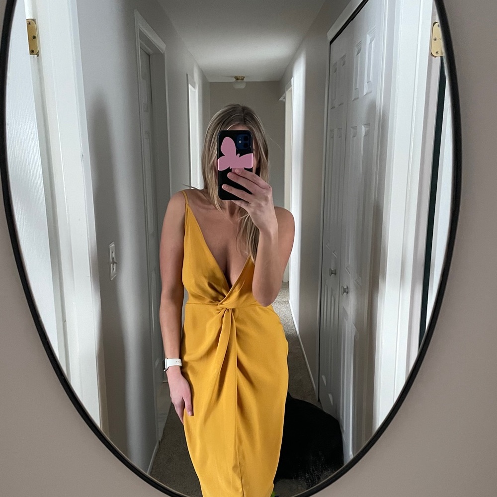 Yellow midi dress